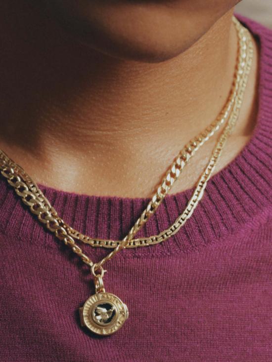  마리아 블랙 네크리스 크리스틴 로켓 925 스털링 실버/22K 골드 플레이팅