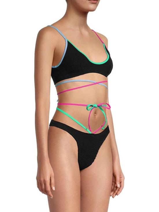  본드아이 비키니 수영복 본드 아이 베일 크롭 에코 블랙/멀티 - BOND EYE