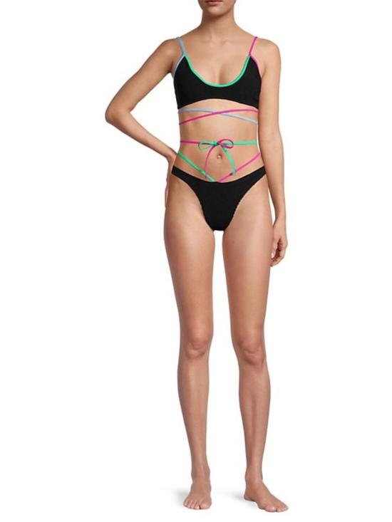  본드아이 비키니 수영복 본드 아이 베일 크롭 에코 블랙/멀티 - BOND EYE