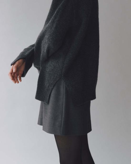  미정박 숏 스커트 미정파크 울블렌드 미니스커트 차콜 - MIJEONG PARK