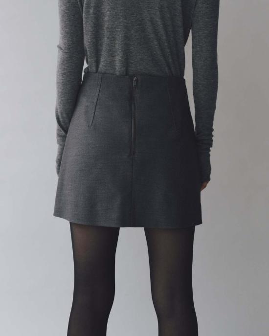  미정박 숏 스커트 미정파크 울블렌드 미니스커트 차콜 - MIJEONG PARK