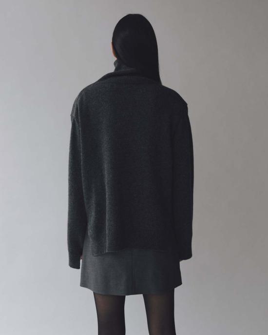  미정박 숏 스커트 미정파크 울블렌드 미니스커트 차콜 - MIJEONG PARK