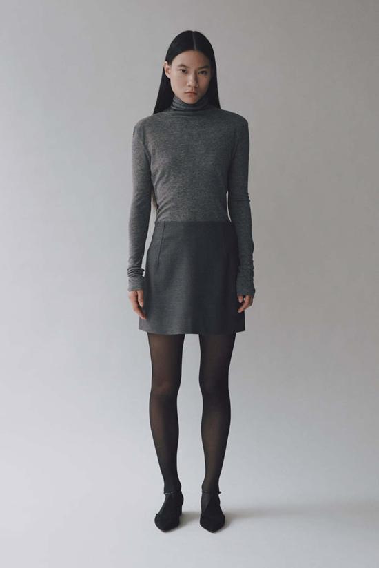  미정박 숏 스커트 미정파크 울블렌드 미니스커트 차콜 - MIJEONG PARK