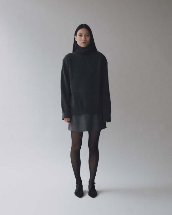  미정박 숏 스커트 미정파크 울블렌드 미니스커트 차콜 - MIJEONG PARK