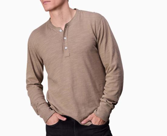  랙앤본 긴팔 티셔츠 래그앤본 클래식 플레임 헨리 데저트 - RAG & BONE