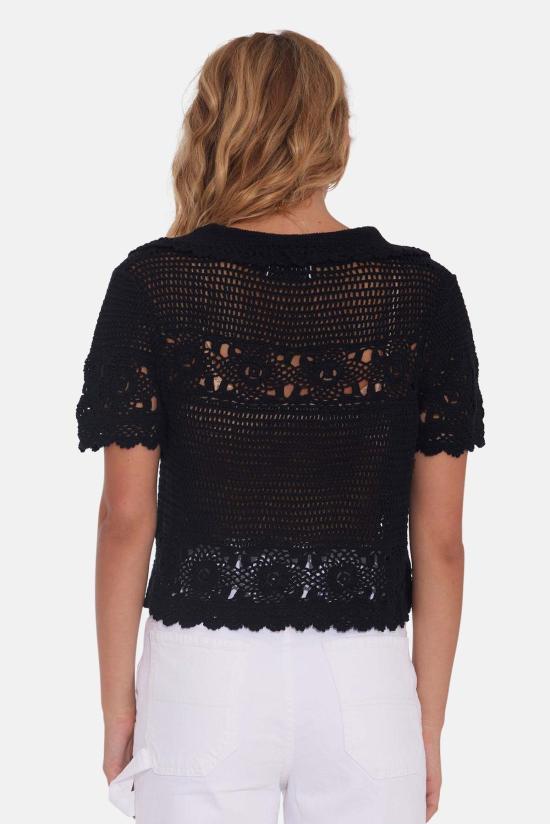  The Tile Club 반팔 티셔츠 타일 클럽 몰리 크로셰 셔츠 블랙 - THE TILE CLUB