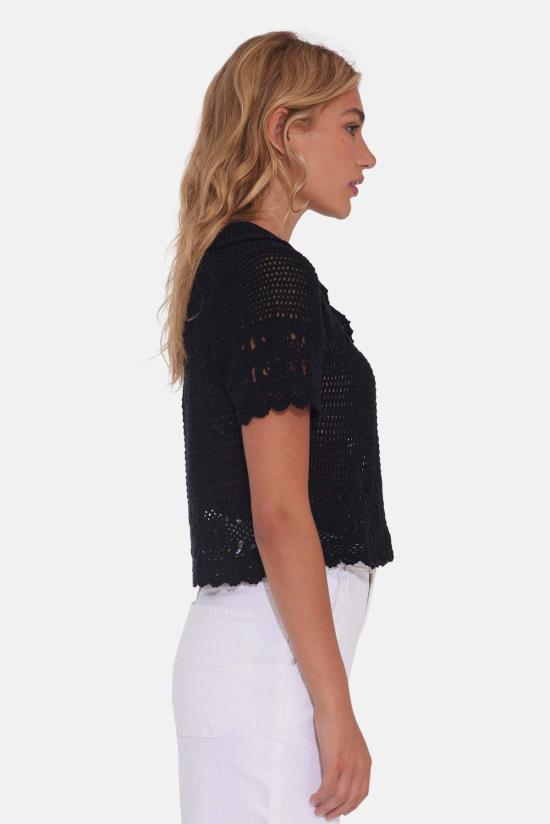  The Tile Club 반팔 티셔츠 타일 클럽 몰리 크로셰 셔츠 블랙 - THE TILE CLUB