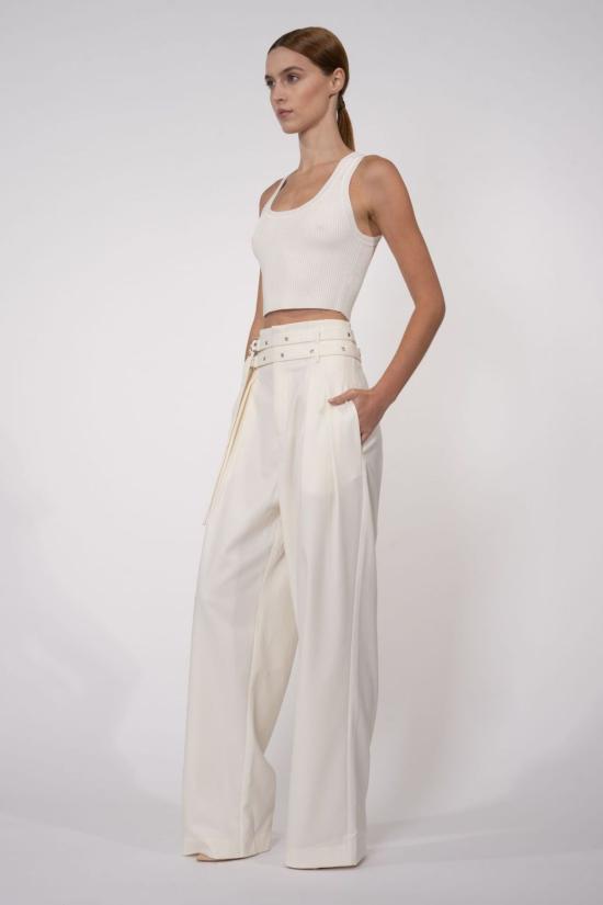  논살란트 레이블 민소매 티셔츠 넌캐럴런트 라벨 이브 크롭 화이트 - NONCHALANT LABEL