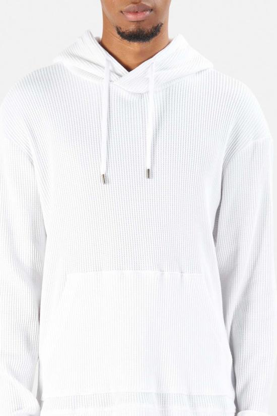  Blue&Cream 후드 티셔츠 블루&크림 와플 후드  화이트 - BLUE&CREAM