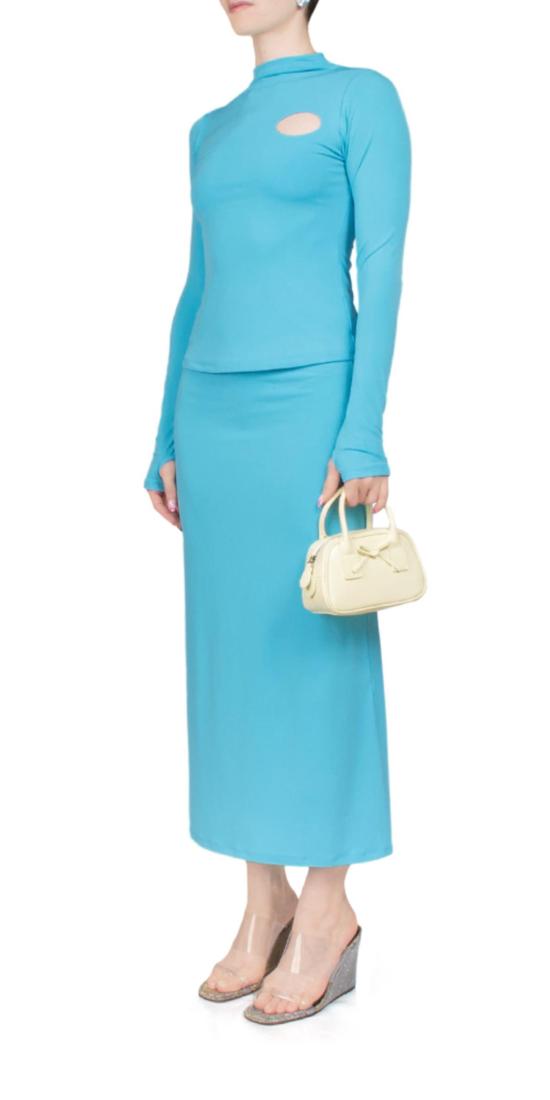  샌디리앙 긴팔 티셔츠 샌디 리앙 벨라 탑 터키석 - SANDY LIANG