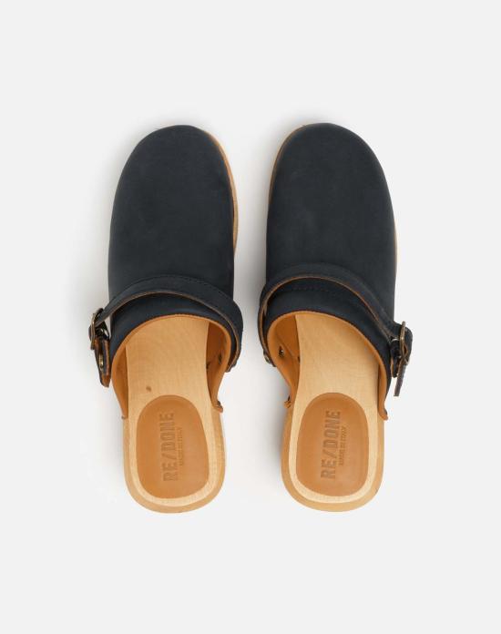  리던 샌들 Re/Done 70년대 클래식 클로그 블랙 레더 - RE/DONE