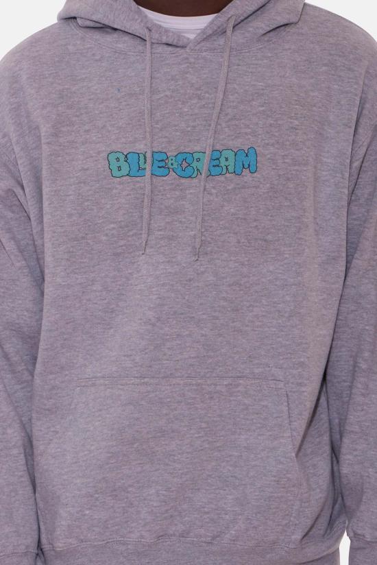  Blue&Cream 후드 티셔츠 블루&크림 버블 로고 후드 티셔츠 그레이 - BLUE&CREAM
