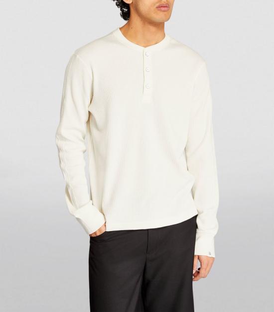  랙앤본 긴팔 티셔츠 Rag & Bone 남성용 라이트웨이트 와플 헨리 아이보리