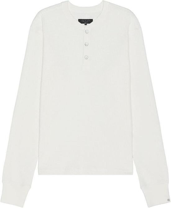  랙앤본 긴팔 티셔츠 Rag & Bone 남성용 라이트웨이트 와플 헨리 아이보리 - RAG & BONE