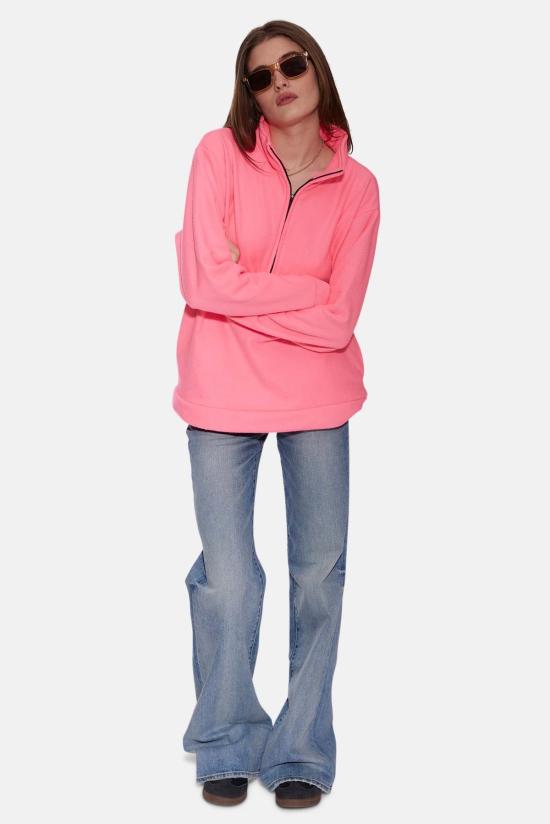  블루&크림 자켓 폴라 플리스 퍼펙토 하프 지퍼 탑 핫 핑크 - BLUE&CREAM