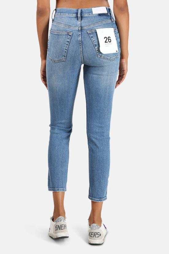  리던 데님 팬츠 Re/Done 하이 라이즈 앵클 크롭 진 워른 인디고 - RE/DONE