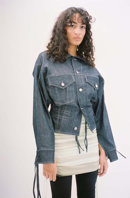  루실 티에브르 미디 스커트 베티 스커트 그린 스트라이프 - LUCILLE THIEVRE