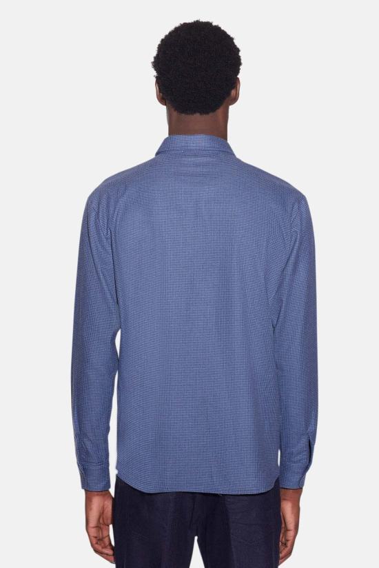  Blue&Cream 긴팔 셔츠 블루&크림 스크라이브너 플란넬  블루 하운드투스 - BLUE&CREAM