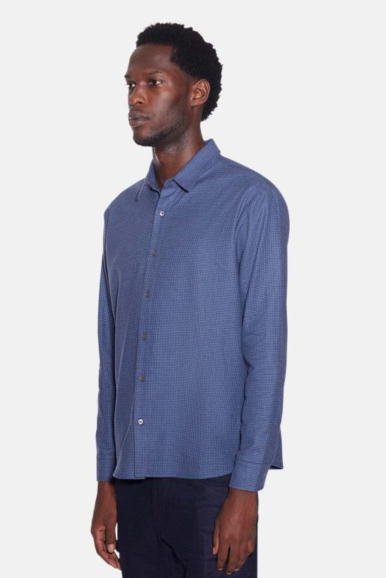  Blue&Cream 긴팔 셔츠 블루&크림 스크라이브너 플란넬  블루 하운드투스 - BLUE&CREAM