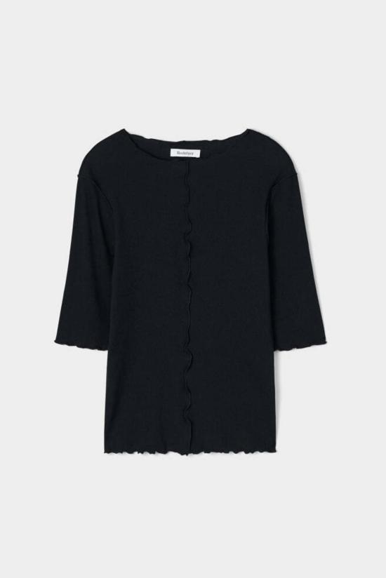  로데브예 블라우스 Rodebjer Samantha 립 저지 탑 블랙
