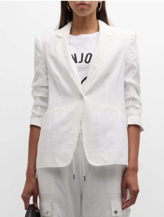  샹크 아 세트 수트 자켓 Cinq A Sept Khloe 텀블드 워븐 블레이저 화이트 - CINQ A SEPT