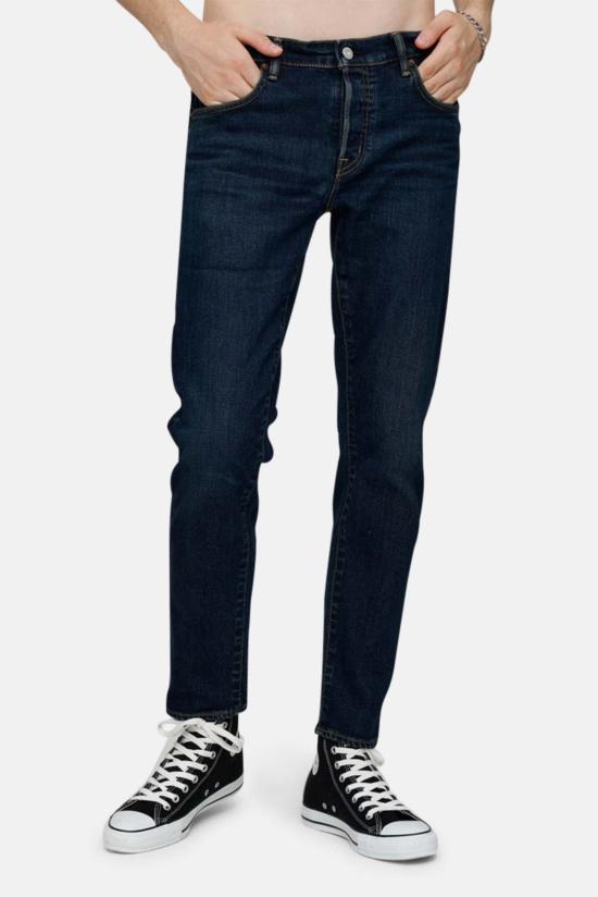  마우지 데님 팬츠 Moussy Staples 테이퍼드 진 다크 블루 - MOUSSY