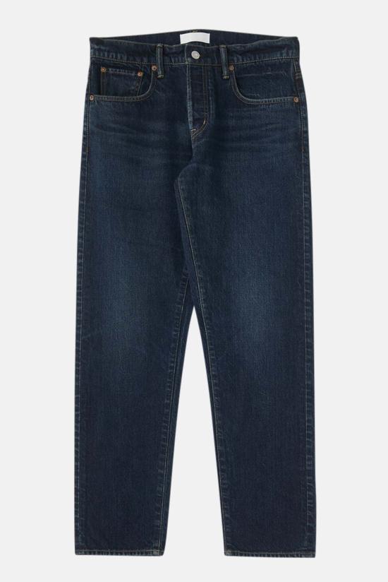  마우지 데님 팬츠 Moussy Staples 테이퍼드 진 다크 블루 - MOUSSY