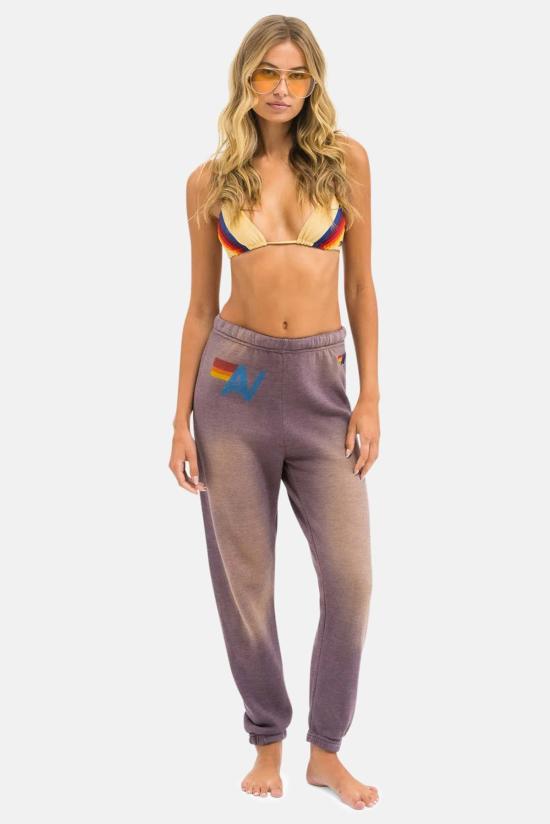  에비에이터 에디션 스트레이트 팬츠 Aviator Nation 빈티지 로고 스웨트 팬츠 페이디드 모카