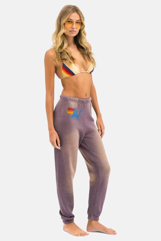  에비에이터 에디션 스트레이트 팬츠 Aviator Nation 빈티지 로고 스웨트 팬츠 페이디드 모카 - AVIATOR NATION