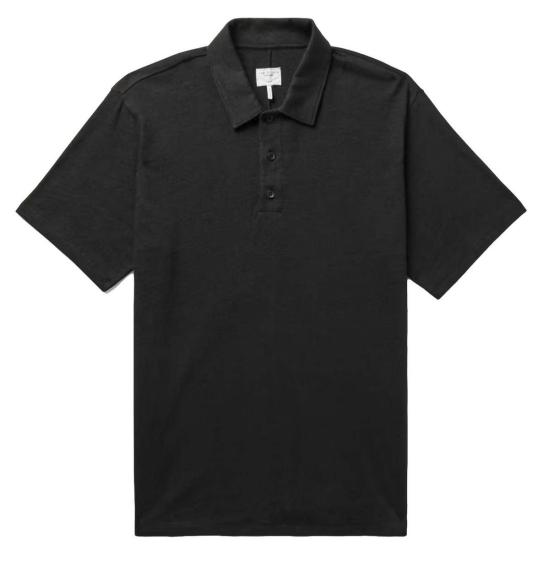  랙앤본 반팔 티셔츠 Rag & Bone 클래식 플레임 코튼 폴로 셔츠 블랙