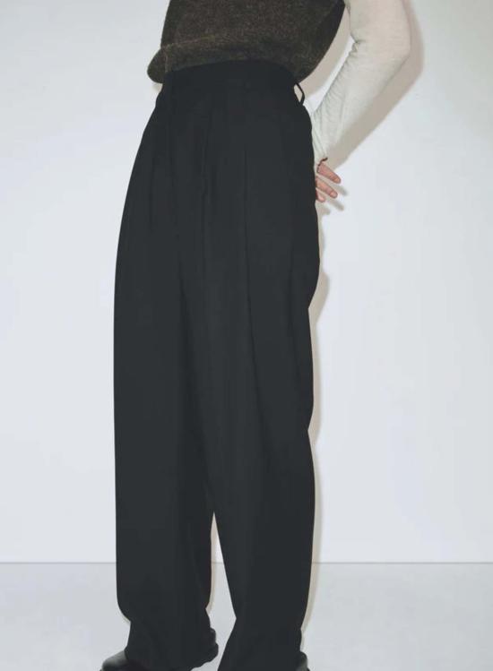  미정박 스트레이트 팬츠 미정파크 플리츠 프런트 와이드 레그 팬츠