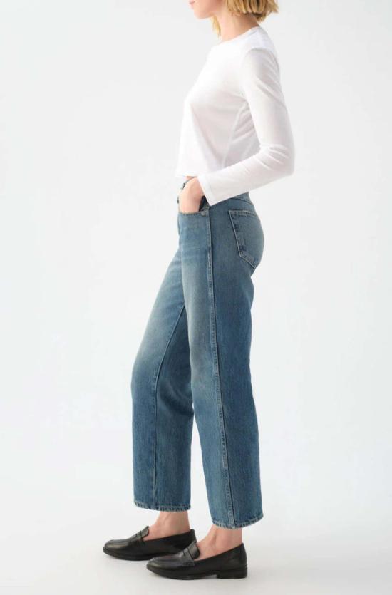  아모 데님 데님 팬츠 빌리 스트레이트 레그 샤페론 미드 워시 - AMO DENIM