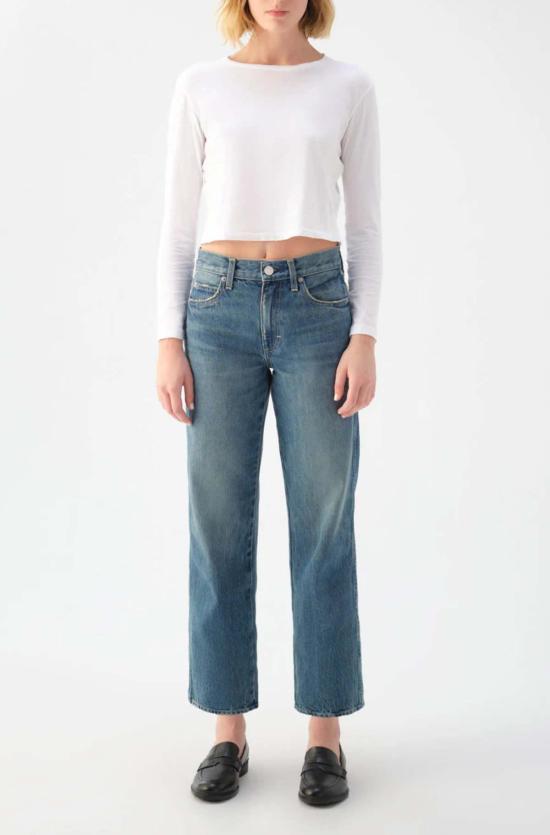  아모 데님 데님 팬츠 빌리 스트레이트 레그 샤페론 미드 워시