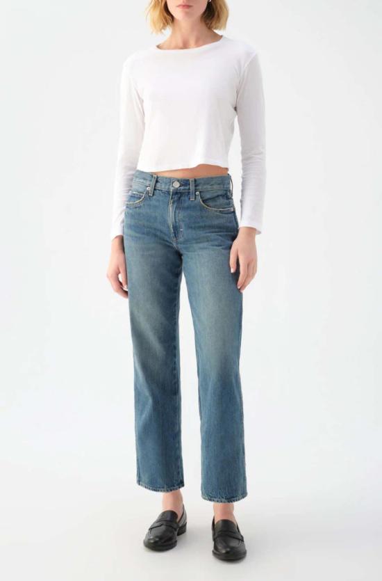  아모 데님 데님 팬츠 빌리 스트레이트 레그 샤페론 미드 워시 - AMO DENIM