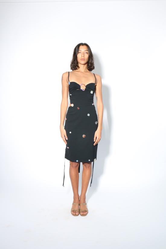  루실 티에브르 숏 원피스 저지 스카프 드레스 블랙 - LUCILLE THIEVRE