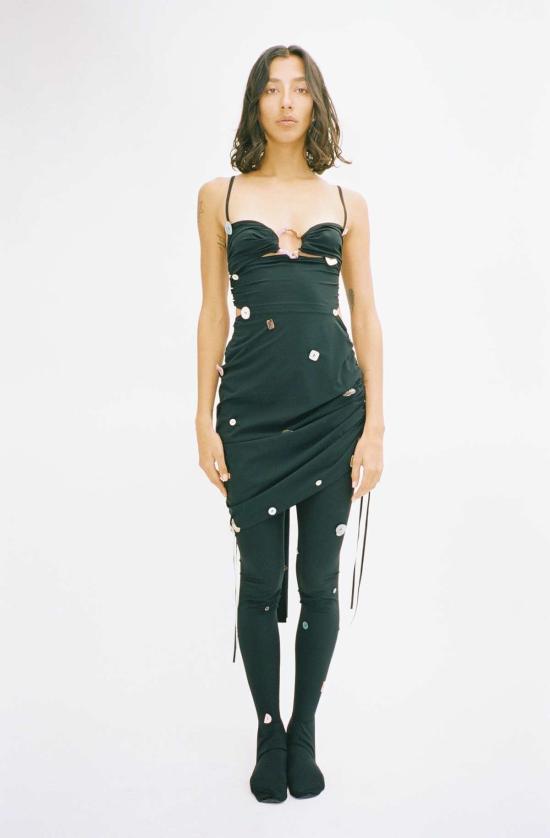  루실 티에브르 숏 원피스 저지 스카프 드레스 블랙 - LUCILLE THIEVRE