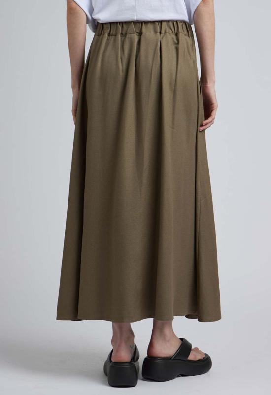  더 엔케이씨 스토어 미디 스커트 Nkc 리넨 블렌드  브라운 - The NKC Store