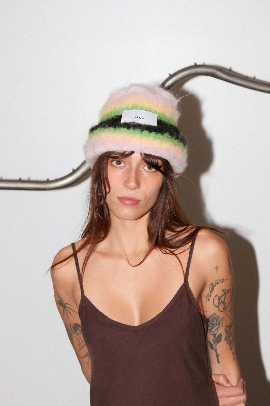  케이코 비니 Kk Co 스트라이프 수리 비니 개구리