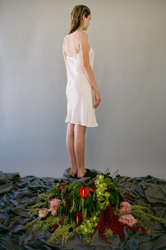  케이코 라운지 웨어 Kk Co 숏 실크 슬립 드레스 펄 - KKCO