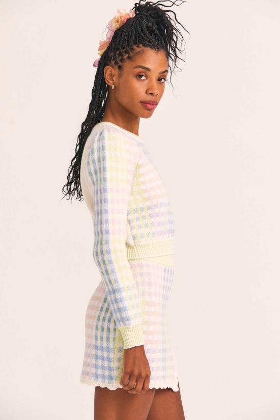  러브쉐이크팬시 긴팔 티셔츠 러브 쉑 팬시 돌라나 크롭 풀오버 민트 젤리 - LOVESHACKFANCY