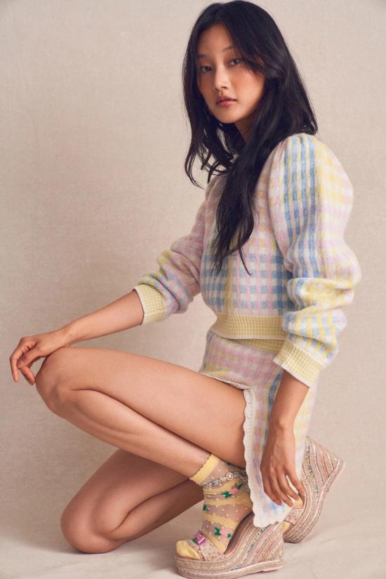  러브쉐이크팬시 긴팔 티셔츠 러브 쉑 팬시 돌라나 크롭 풀오버 민트 젤리 - LOVESHACKFANCY