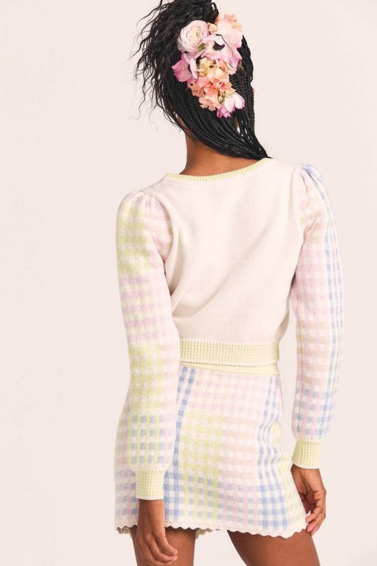  러브쉐이크팬시 긴팔 티셔츠 러브 쉑 팬시 돌라나 크롭 풀오버 민트 젤리 - LOVESHACKFANCY