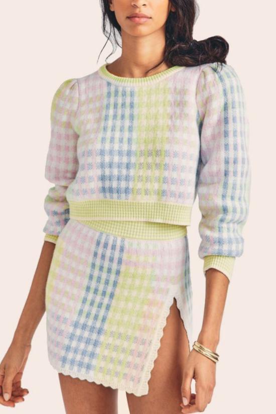  러브쉐이크팬시 긴팔 티셔츠 러브 쉑 팬시 돌라나 크롭 풀오버 민트 젤리 - LOVESHACKFANCY