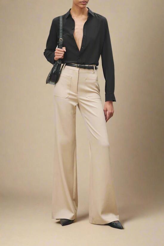  닐리로탄 폴로 티셔츠 닐리 로탄 가이아 슬림 실크 셔츠 블랙 - NILI LOTAN