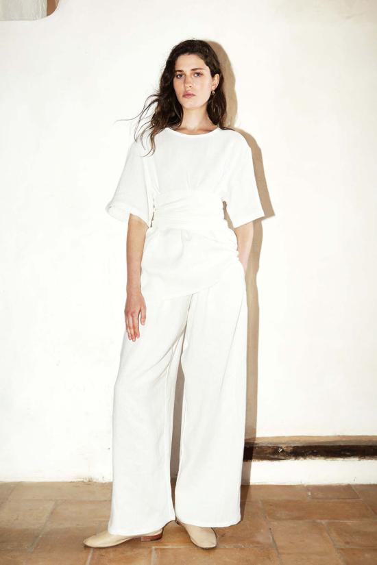  다두라 블라우스 다투라 헤비 리넨 아스트라 탑 화이트 - DATURA