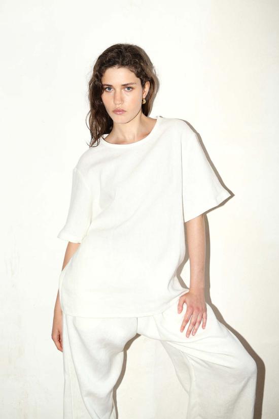  다두라 블라우스 다투라 헤비 리넨 아스트라 탑 화이트 - DATURA