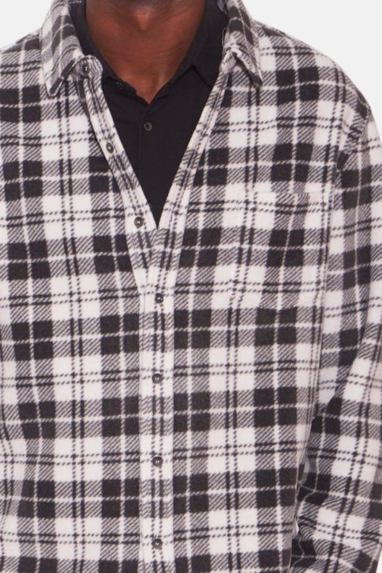  블루&크림 긴팔 셔츠 폴라 플리스 오버셔츠 화이트 플레드 - BLUE&CREAM