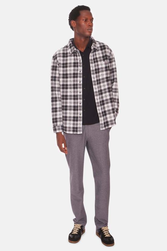  블루&크림 자켓 폴라 플리스 오버셔츠 화이트 플레드 - BLUE&CREAM