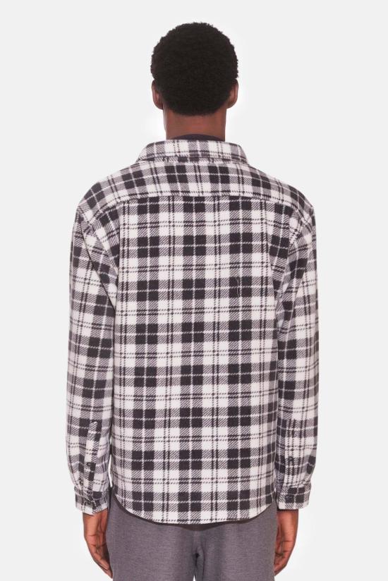  블루&크림 긴팔 셔츠 폴라 플리스 오버셔츠 화이트 플레드 - BLUE&CREAM