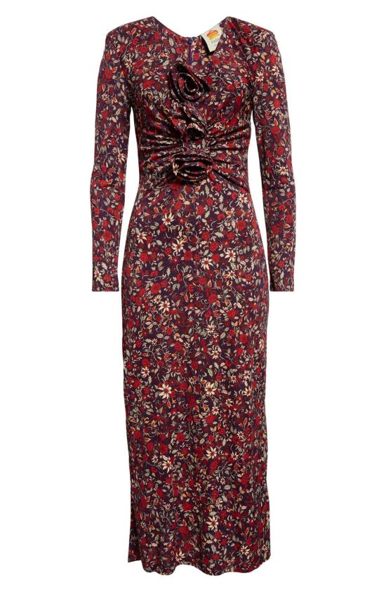  팜 리오 롱 원피스 롱슬리브 매듭 미디 드레스 첼시 가든 퍼플